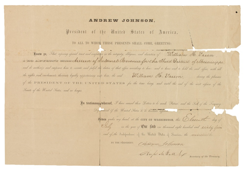 Lot 84 Andrew Johnson Signed Document