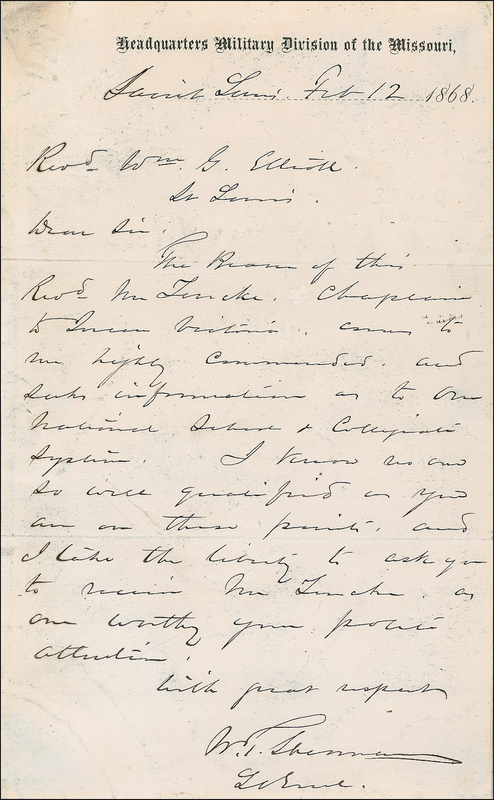 Lot 392 William T. Sherman Handwritten Letter Signed