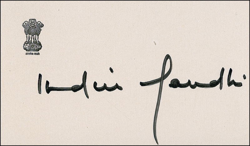 Lot 230 Indira Gandhi Signature