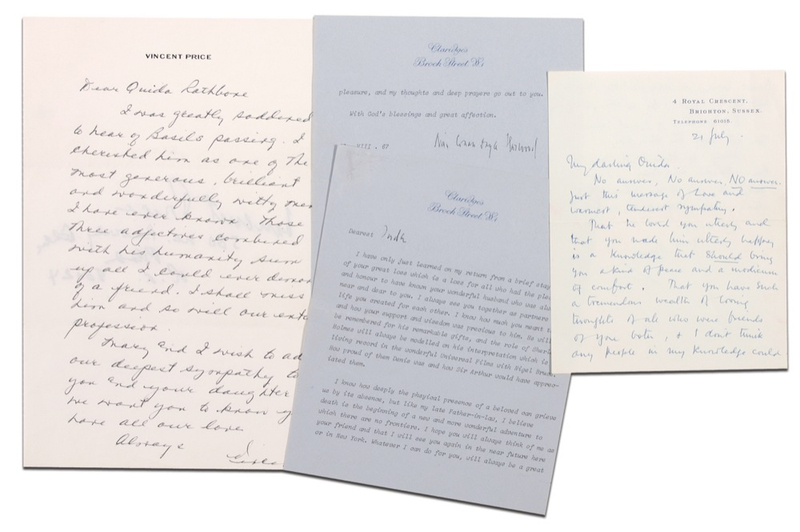 Lot 1289 Basil Rathbone: ”The role of Sherlock Holmes will always be modelled on his interpretation”