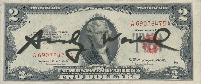 Lot 611 Andy Warhol Two Dollar Bill