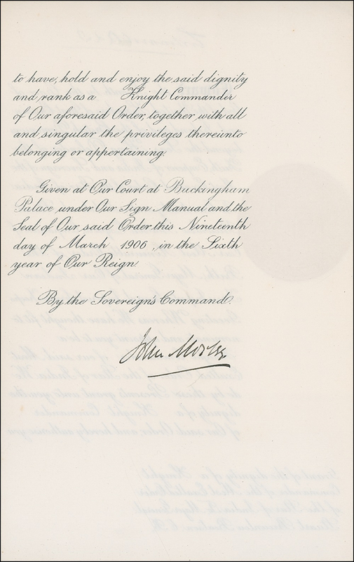 Lot 216 Edward VII Signed Document
