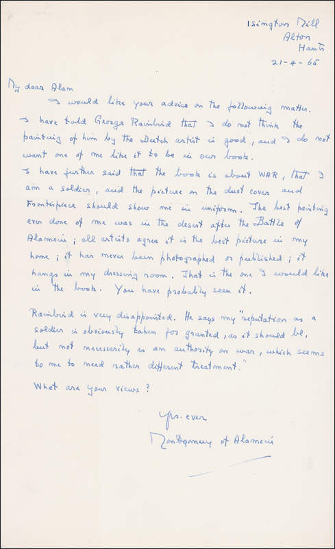 Lot 382 Montgomery of Alamein: “The best painting of me was in the desert after the Battle of Alamein”