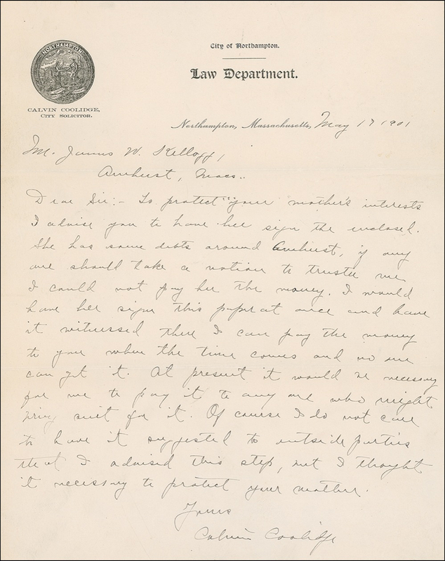 Lot 43 Calvin Coolidge: ALS as Massachusetts municipal lawyer