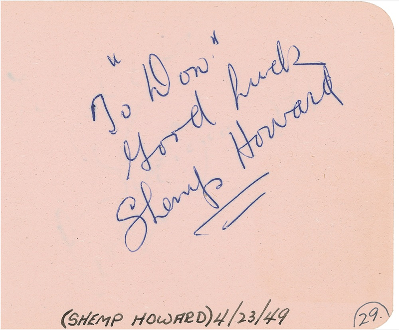 Lot 1374 Three Stooges: Shemp Howard Signature