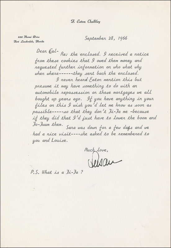 Lot 1127 Susan Hayward Typed Letter Signed
