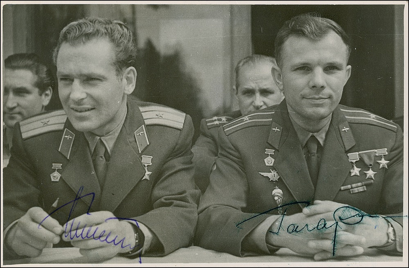Lot 430 Yuri Gagarin and German Titov Signed Photograph