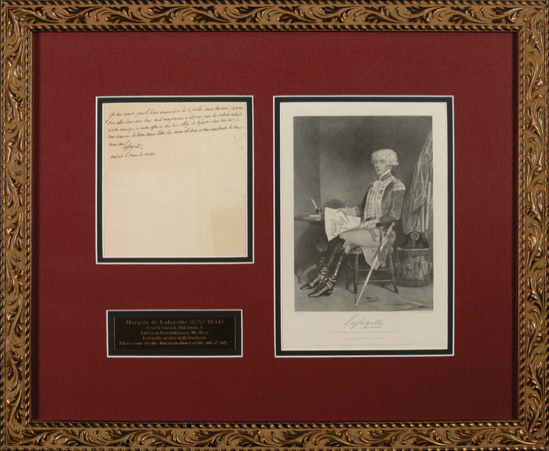 Lot 376 Marquis de Lafayette: “I have come for the American dinner of the 4th of July”