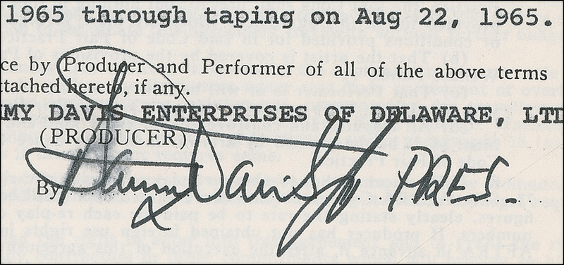 Lot 1048 Sammy Davis, Jr Signed Document