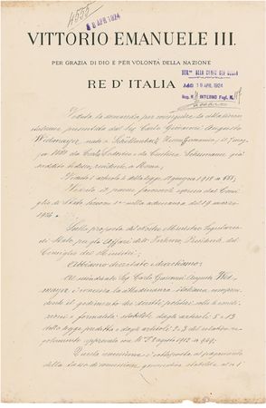 Lot #287 Benito Mussolini and Vittorio Emanuele III Signed Document - Image 1