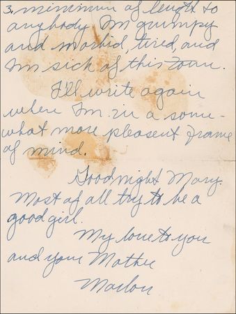 Lot #999 Marlon Brando: A young and disenchanted Brando revolts in New York : “I’m grumpy and morbid, tired, and I’m sick of this town” - Image 3