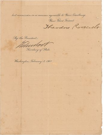 Lot #143 Theodore Roosevelt Signed Document - Image 1