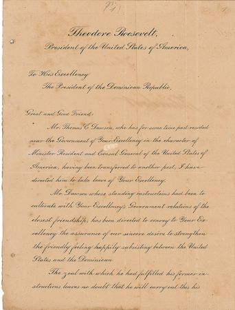 Lot #143 Theodore Roosevelt Signed Document - Image 2