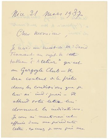 Lot #543 Henri Matisse Handwritten Letter Signed - Image 1