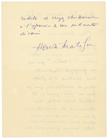 Lot #543 Henri Matisse Handwritten Letter Signed - Image 2