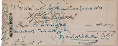 Lot #494. Charles Dickens Check