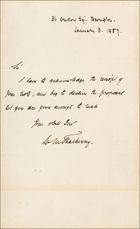 Lot #600 William Makepeace Thackeray Handwritten Letter Signed - Image 1
