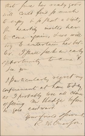 Lot #505 Ralph Waldo Emerson: Writing to a close friend months before his famous “Divinity School Address” - Image 2