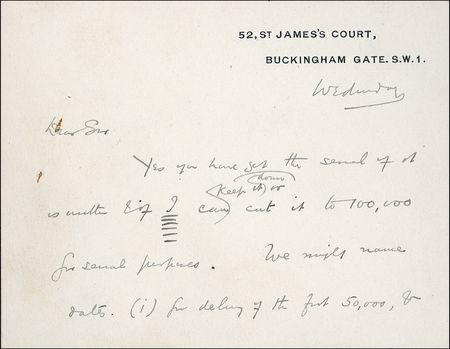 Lot #613 H. G. Wells Handwritten Letter Signed - Image 1