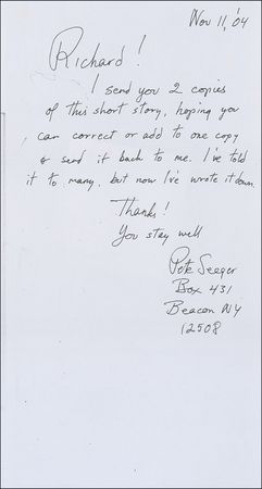 Lot #870 Pete Seeger Manuscript - Image 3