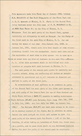 Lot #347 Frank W. Woolworth Signed Document - Image 1