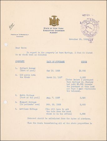 Lot #139 Franklin D. Roosevelt: A month after Black Tuesday - Image 1