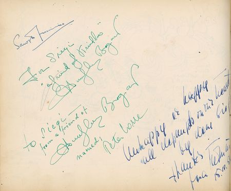 Lot #932 A Night on the Town: LONDON AT NIGHT: Over 350 celebrities sign for London nightclub owner Siegi Sessler, including: Bogart, Wayne, Taylor, Hepburn, Chaplin, DiMaggio, and Sinatra - Image 1