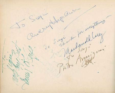 Lot #932 A Night on the Town: LONDON AT NIGHT: Over 350 celebrities sign for London nightclub owner Siegi Sessler, including: Bogart, Wayne, Taylor, Hepburn, Chaplin, DiMaggio, and Sinatra - Image 2
