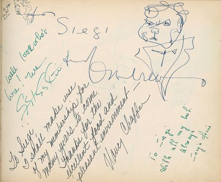 Lot #932 A Night on the Town: LONDON AT NIGHT: Over 350 celebrities sign for London nightclub owner Siegi Sessler, including: Bogart, Wayne, Taylor, Hepburn, Chaplin, DiMaggio, and Sinatra - Image 3