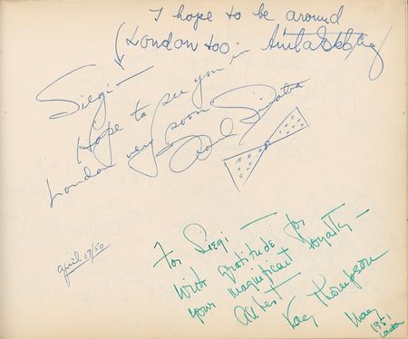 Lot #932 A Night on the Town: LONDON AT NIGHT: Over 350 celebrities sign for London nightclub owner Siegi Sessler, including: Bogart, Wayne, Taylor, Hepburn, Chaplin, DiMaggio, and Sinatra - Image 8