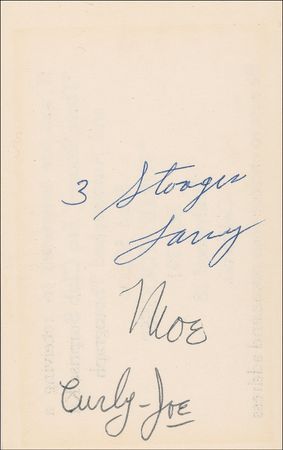 Lot #1371 Three Stooges Signature - Image 1