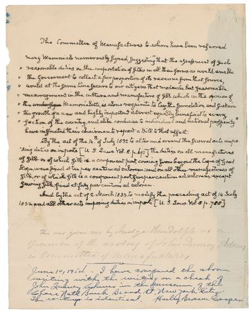 Lot #7 John Quincy Adams: “A NEW AND HIGHLY