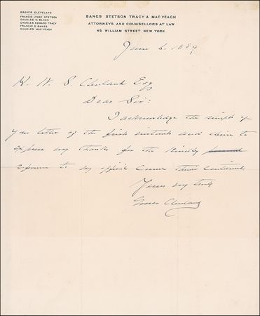 Lot #30 Grover Cleveland Handwritten Letter Signed