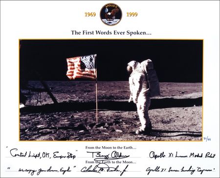 Lot #406 Apollo 11: Aldrin and Duke Signed Photograph - Image 1