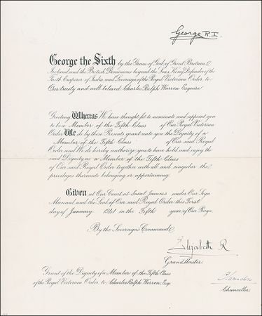 Lot #236 George VI and Elizabeth Signed Document - Image 1