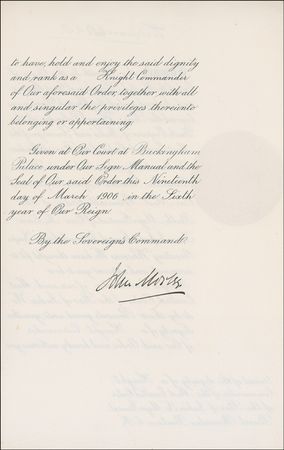 Lot #216 Edward VII Signed Document - Image 1