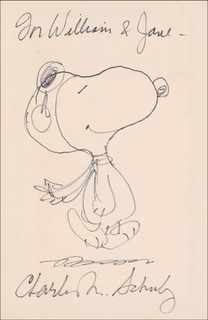 Lot #640 Charles Schulz: With a ?Flying Ace? sketch - Image 1
