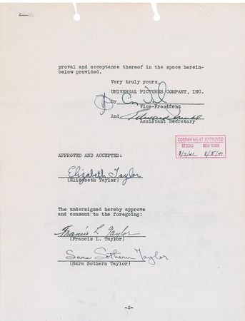 Lot #1361 Elizabeth Taylor: Nine-year-old Elizabeth Taylor amends a deal - Image 1