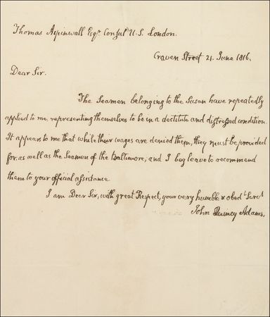 Lot #9 John Quincy Adams: Ambassador Adams requests assistance for disgruntled sailors - Image 2