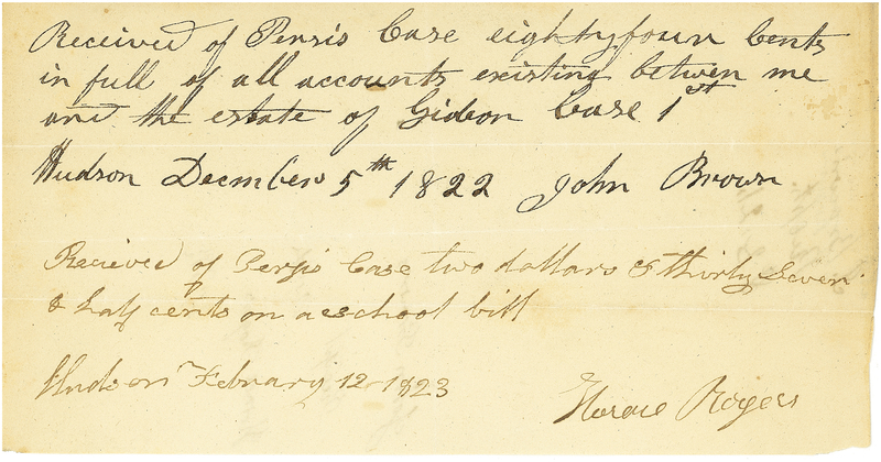Lot 163 John Brown: Twenty-two-year-old JOHN BROWN signs a receipt months after the celebrated Denmark Vesey case