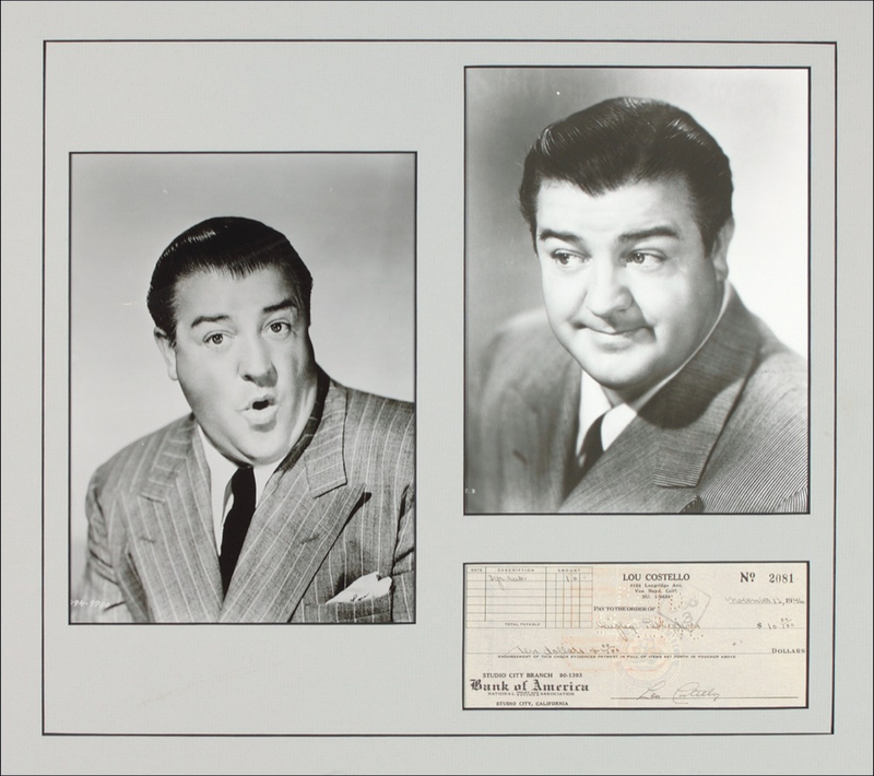 Lot 877 Lou Costello Check
