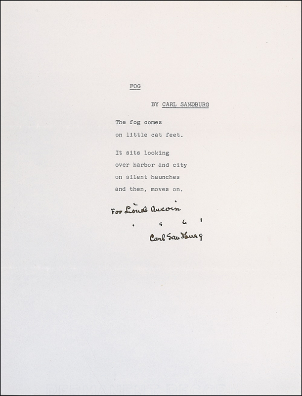 Lot 488 Carl Sandburg Typed Quote Signed