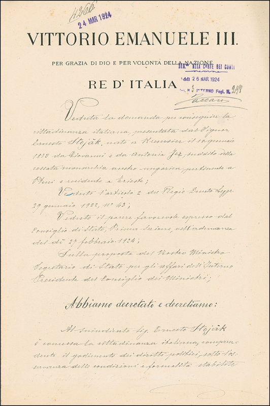 Lot 244 Benito Mussolini and Vittorio Emanuele III Signed Document