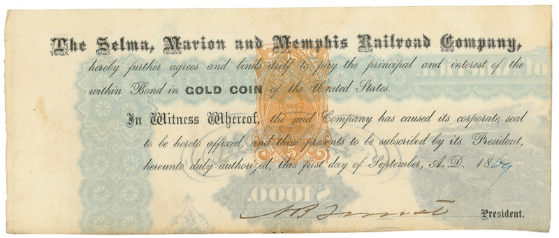 Lot 295 Nathan Bedford Forrest: As railroad executive