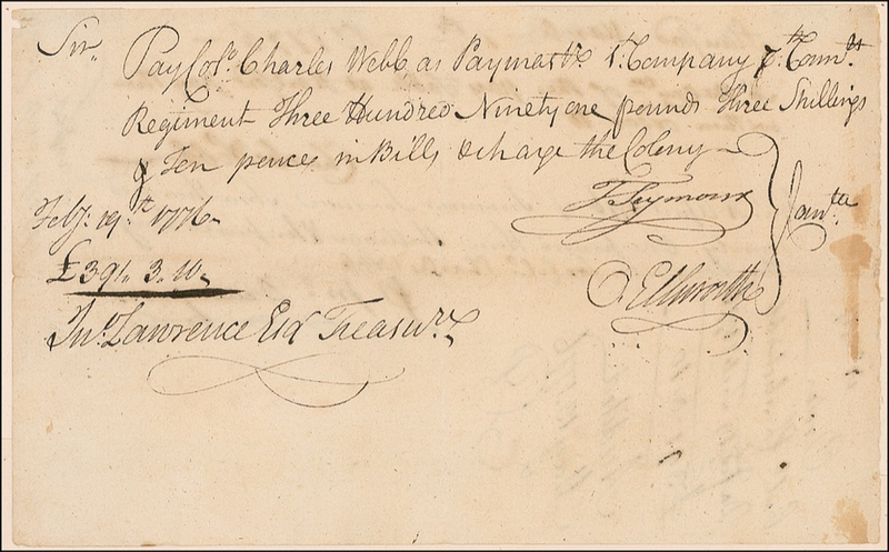 Lot 193 Oliver Ellsworth: Signing a 1776 pay order