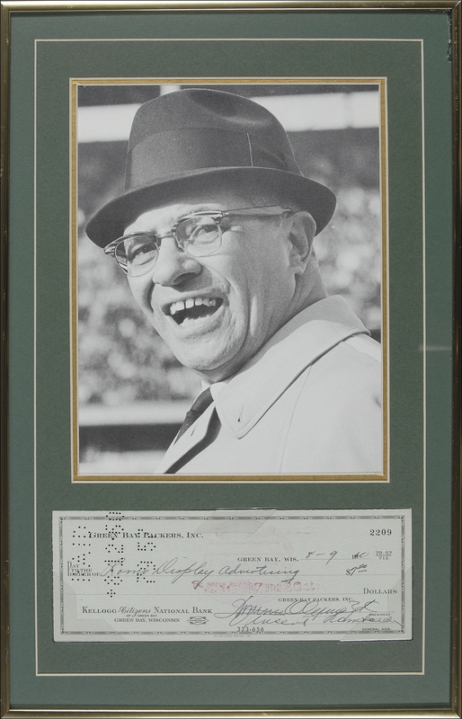 Lot 1316 Vince Lombardi Check