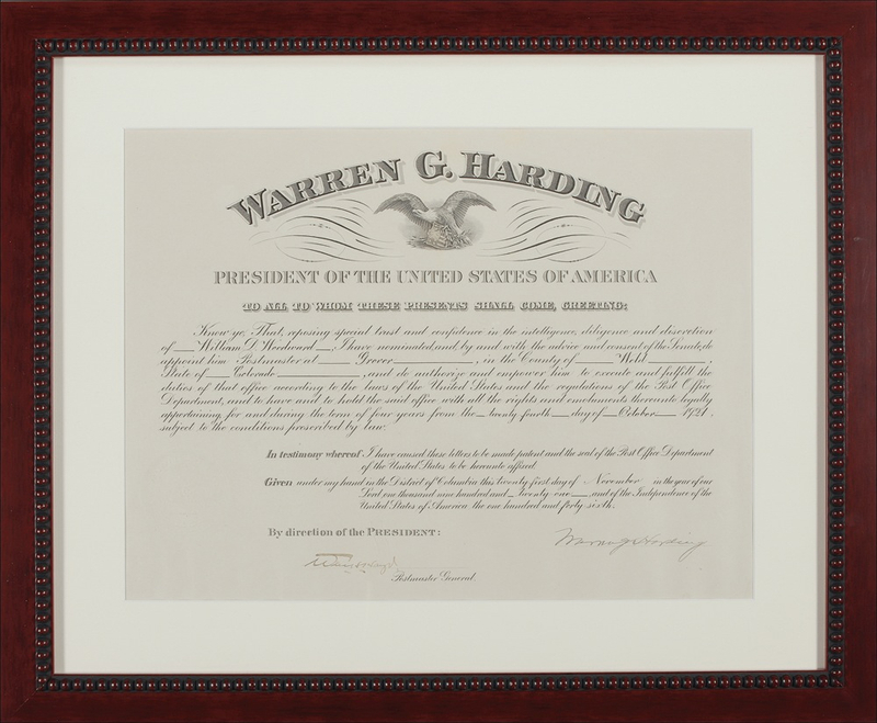 Lot 64 Warren G. Harding Signed Document