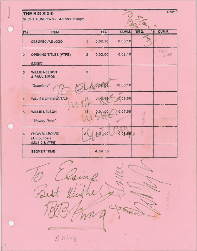 Lot 627 Bob Dylan: DYLAN and others celebrate Willie Nelson’s 60th birthday
