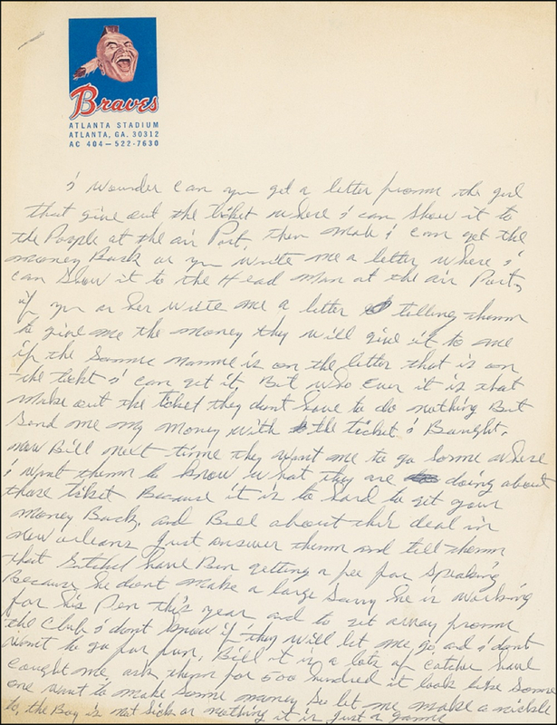 Lot 1372 Satchel Paige Handwritten Letter Signed