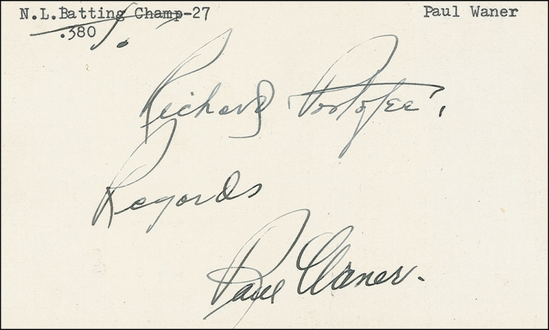 Lot 1437 Paul Waner Signature